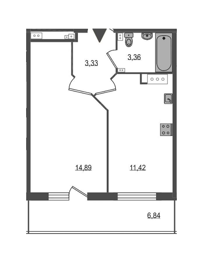 Однокомнатная квартира в : площадь 35.05 м2 , этаж: 2 – купить в Санкт-Петербурге